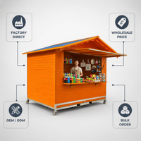 Kiosque en bois à montage rapide, stand de vente au détail, kiosque de billetterie avec fenêtre de service rabattable pour Noël