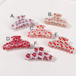 Pinza de Pelo de Plástico con Diseño de Frutas, Accesorios para el Cabello, Pinza de Acrílico para Cabello Grueso, Venta al Por Mayor - Product Image 1