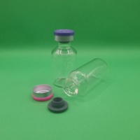 Flacons tubulaires en verre borosilicate médical transparent de 20 ml, 25 ml, 20 mm avec bouchon en caoutchouc et capuchon