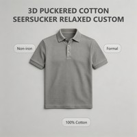Polo homme en coton seersucker 3D froissé, coupe décontractée, traditionnel, personnalisable, respirant, pour l'été