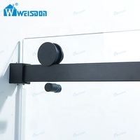 Porte de baignoire en acier inoxydable Weisdon cabine de douche en verre trempé sans cadre noir mat coulissant
