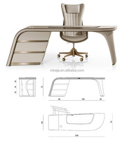 Table de bureau Design haut de gamme italie cuir Piano peinture bois massif patron bureau luxe moderne créatif en forme spéciale bureau d'ordinateur