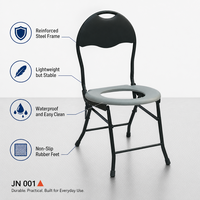 Chaise pliante compacte, design compact, 6 pièces par carton, cadre noir, soins aux personnes âgées, handicapées, patients