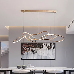 Nordische Moderne Design Kücheninsel Pendelleuchte Gold Linear Decken Luxus LED Kronleuchter für Esszimmer - Product Image 5
