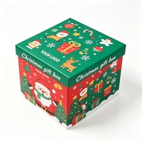 Boîte cadeau de Noël personnalisée avec couvercle et base, avec votre logo de marque, boîte en papier avec laminage mat pour l'emballage de cadeaux
