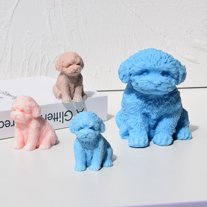 Cute Dog <b>Candle</b> Mould Diy Teddy Puppy Aromatherapy Handmade Soap Dripping Plaster 3Pcs Food Grade Silicone Moulds - Product Image 1