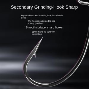 OEM ODM 100 pièces/sac 10 #-5/0 # oeil annelé large espace crochet acier à haute teneur en carbone noir Nickel revêtement eau douce eau salée EWG crochet décalé - Product Image 6