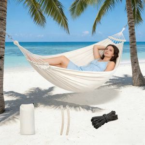 <span class=keywords><strong>Hamac</strong></span> double portable avec barres <span class=keywords><strong>en</strong></span> <span class=keywords><strong>bois</strong></span> détachables, toile épaisse, conception anti-retournement, capacité de 150 kg, pour 3 <span class=keywords><strong>personnes</strong></span>, usage familial inclus - Product Image 2