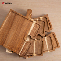 Ensemble de 4 plateaux de service créatifs en bois d'acacia pour pizza et charcuterie, avec planches à découper