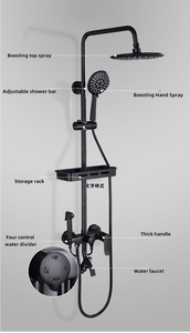 Ensemble <span class=keywords><strong>Colonne</strong></span> <span class=keywords><strong>de</strong></span> <span class=keywords><strong>Douche</strong></span> Pluie Noir Mat Économique Avec Pommeau <span class=keywords><strong>de</strong></span> <span class=keywords><strong>Douche</strong></span>, Set <span class=keywords><strong>de</strong></span> <span class=keywords><strong>Douche</strong></span> en Laiton Moderne Quatre Fonctions Avec Rangement - Product Image 6