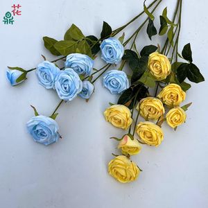Fleur artificielle en soie Hua Ding Royal Rose à 8 têtes, tige unique, pour décoration de mariage et accessoires de photographie - Product Image 2