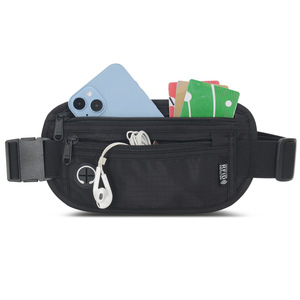MoKo Pochette Ceinture De Voyage Sécurisée,Sac Banane De Sécurité Avec Poche Secrète Pour Hommes Et Femmes,Sacoche De Cacher Et Protéger,Paquet Imperméable Avec L'ouverture D'écouteur- Beige