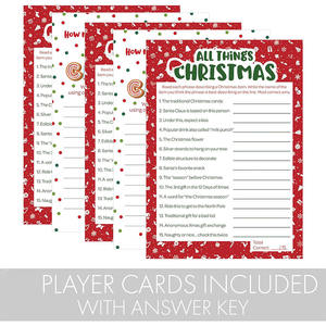 Jeu de mots Anagramme de Noël et de joyeux Noël Imprimé double face Cartes de jeux de fête de Noël - Product Image 5