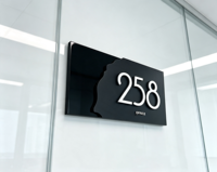 Plaque de numéro de maison moderne irrégulière en métal brossé, acier inoxydable 3D, résistante à l'eau, signalétique lumineuse pour porte, plaque d'hôtel