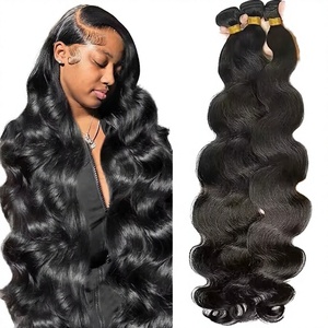 30 32 Inch Virgin Indian Human Hair <b>Body</b> <b>Wave</b> Machine Double Weft Bundles Natural Black Water <b>Wave</b> 1 Bundle - Product Image 4