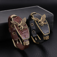 Pulseras de Cuero Estilo Vikingo para Hombre, con Dije de Águila, Estilo Rock Punk, Joyería Masculina para la Muñeca, Longitud Ajustable