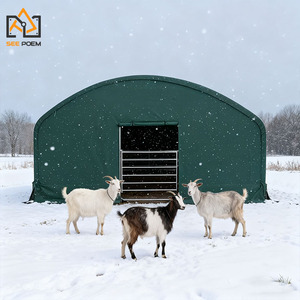 Refugio para Ganado de 6x6 m, Caballos, Cabras, Ovejas, Estructura de Acero Galvanizado en Caliente de Doble Capa de PE, Protección contra <span class=keywords><strong>Viento</strong></span> y Nieve, Refugio para Animales al Aire Libre - Product Image 1