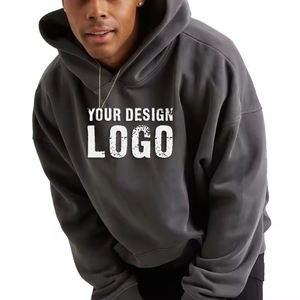 Street Casual Cotton French Terry No String Men's <b>Hoodie</b> High Quality Solid Color Heavyweight Oversized Hoodies For Men - Product Image 4