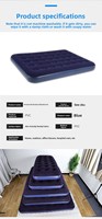 Matelas Gonflable à Surface Floquée, Lit Double Épais pour Usage Domestique, Style Paresseux, Pompe à Air Manuelle Portable, Lit d'Appoint Extérieur