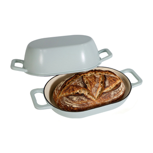 Four à pain ovale en fonte émaillée 2-en-1, pot à pain double fonction, cloche à pain au levain pour la cuisson à domicile et en commerce - Product Image 1
