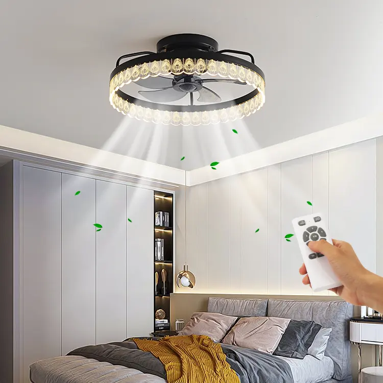 Khách sạn phòng Ngủ Tinh Khiết Đồng DC động cơ ABS lưỡi điều khiển từ xa im lặng LED quạt trần với ánh sáng