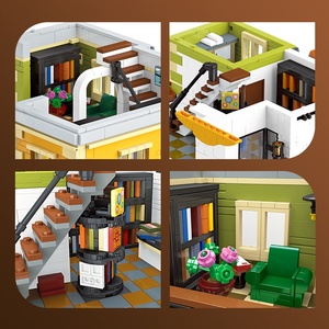 Bebrick 89130 DIY gran edificio calle escena rompecabezas juguete de alta dificultad para niños plástico iluminado librería bloques de construcción - Product Image 5