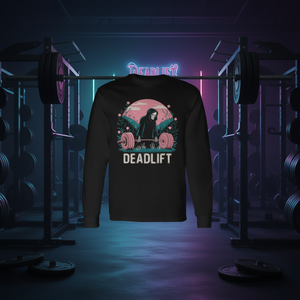 T-shirt à manches longues Deadlift Skeleton Fitness Goth Tarot Card Gym Workout - Product Image 3