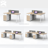 Espace de coworking modulaire 6 places, design de table de bureau efficace en termes d'espace, bureau modulaire et cloisons de bureau, poste de travail compact