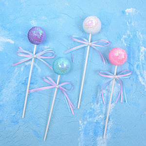 Bola de Lentejuelas Grande PARA LA Primera Decoración de Pasteles de Navidad DE LOS Niños Elegante Lazo Piruleta Topper Insertar Suministros de Decoración para Hornear - Product Image 1