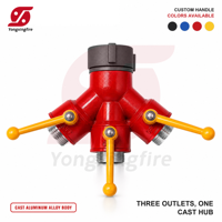 Katup Bola Pembagi Air 3 Jalur Aluminium 65mm/80mm untuk Peralatan dan Aksesoris Pemadam Kebakaran