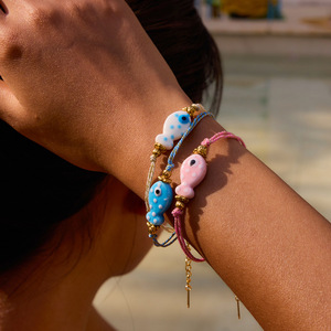 Bracelet Breloque Poisson en Acier Inoxydable Plaqué Or 18K, Bijou Unisexe, Cadeau, Style Océan, Forme Animale, Design Géométrique - Product Image 3