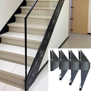 Base <span class=keywords><strong>de</strong></span> garde-corps en verre en aluminium à triple <span class=keywords><strong>fixation</strong></span> avec languette à clipser, profilé en U épais sans soudure à montage latéral, divers modèles - Product Image 1
