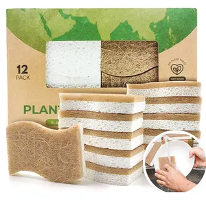 DS1937 Compostable Celulose Scrubber Esponja Prato De Cozinha Esponja para Lavar Pratos Biodegradável Natural Kitchen Sponge Pack