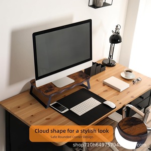 Solid Wood Laptop <b>Stand</b> 15.75x9.45 In And 21.65x9.45 In Retro Black <b>Desktop</b> Monitor Riser For Laptops - Product Image 5