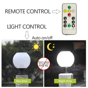 RGB Multi Color Remote Control Smart <strong>Ball</strong> Shaped <strong>Solar</strong> <strong>Powered</strong> LED Pillar Lights IP65 Waterproof Rating Dimmable CE Garden - Product Image 3
