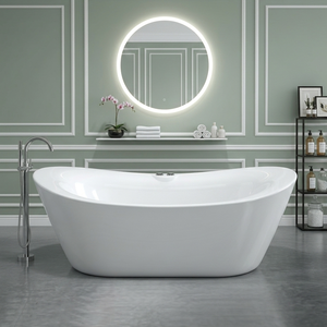 Best Modern X-BELMONTE Freestanding Acrylic Eco-Friendly Bathtub Drainer Faucet Included Indoor <b>Bathroom</b> Soaking Corner Bathtub - Product Image 2