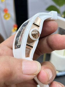 Reloj de pulsera para hombre, clásico, moderno y lujoso, de diseño, de cerámica blanca de alta calidad, con tourbillon de labios rojos, automático y mecánico - Product Image 4