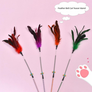 Nuova Bacchetta Interattiva per Gatti Lunga 64CM con Molla Premium <span class=keywords><strong>e</strong></span> Campanello, Giocattolo con Piume per Stuzzicare Gatti <span class=keywords><strong>e</strong></span> Gattini - Product Image 4
