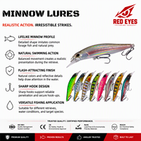REDEYES MN-46 Ensemble d'appâts durs coulants type Minnow en PVC ABS, leurre bionique bruyant à longue portée pour bar, truite, saumon en mer, rivière, lac, ruisseau OEM