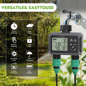 Minuterie d'arrosage à 2 sorties Programmateur d'eau programmable avec retard de pluie/Système d'irrigation manuel/automatique pour pelouses, cour et <span class=keywords><strong>piscine</strong></span> - Product Image 2