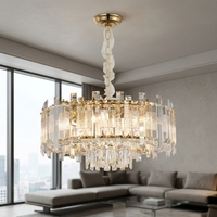 Lustre de plafond moderne de luxe en cristal, lampe suspendue LED E14 pour salon, salle à manger, chambre à coucher, décoration dorée pour la maison, luminaires en cristal