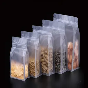 500g 1kg pochette à fond plat huit côtés scellant des sacs à grains hermétiques transparents