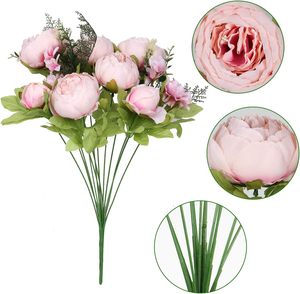 AL-8481 Wholesale13 Heads <b>Artificial</b> Exquisite Silk <b>Peony</b> Flowers Bouquets for Home Wedding Decoration Modern - Product Image 3