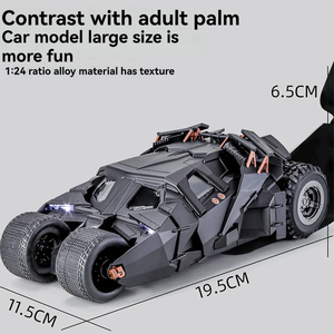 Batmobile Tumbler, El Caballero Oscuro, Auto de Metal Fundido a Presión, Escala 1:24, Modelo Coleccionable, Diseño de Armadura Detallada, 208 cm, Luces y Música - Product Image 6