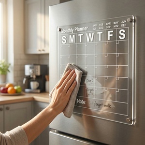 Acrylic Magnetic Monthly Planner Dry Erase Fridge <b>Calendar</b> Board Reusable Refrigerator Memo Board for Home Kitchen Office - Product Image 1
