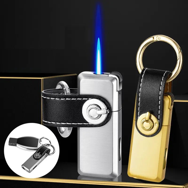 Wholesale Portable Torch Lighters Visual Air Chamber Jet Blue Flame Keychain Lighter