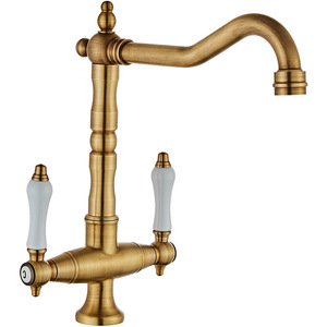 Châu Âu Cổ Duy Nhất Lỗ Brass Boong Núi Duy Nhất Xử Lý Lưu Vực Vòi Nước Retro Nóng Lạnh Thiết Kế Cảm Giác Xoay Phòng Tắm Vòi Nước - Product Image 1