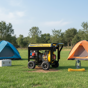 ポータブル8kw 7.5kw単相ディーゼル発電機、10インチゴム製4輪、50/60Hz、JDP1100FE、農村農業用ATS付き - Product Image 5