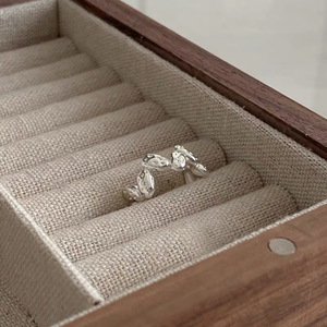 S925 Pure Silver Leaf Pattern <b>Adjustable</b> <b>Ring</b> For Women Everyday Wear Jewelry - Product Image 3