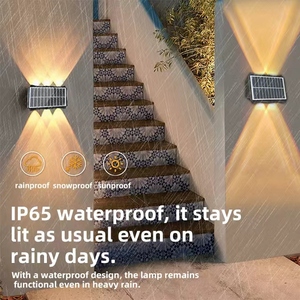 Lámpara <span class=keywords><strong>Solar</strong></span> <span class=keywords><strong>LED</strong></span> de Pared Súper Brillante, 6 <span class=keywords><strong>LED</strong></span>, Iluminación Superior e Inferior, ABS, IP65, Impermeable, Doble Cara, para Jardín, Patio, Camino, Decoración - Product Image 3
